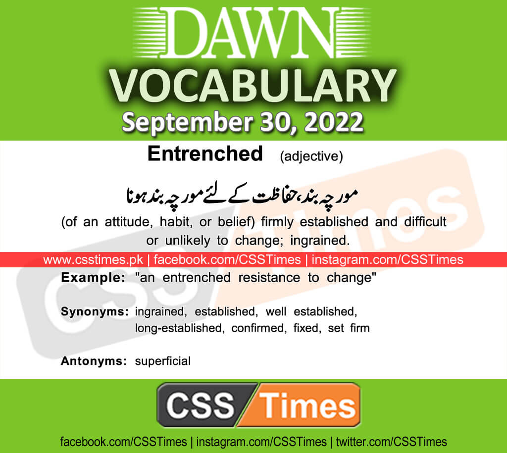 Daily DAWN News Vocabulary with Urdu Meaning (30 September 2022)