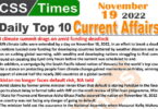 Daily Top-10 Current Affairs MCQs/News (Nov 19 2022) for CSS