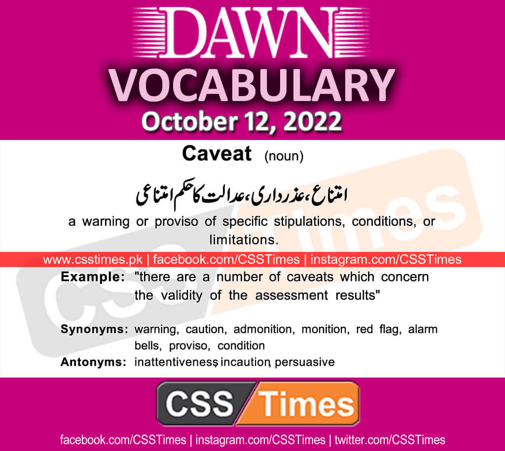Daily DAWN News Vocabulary with Urdu Meaning (12 October 2022)