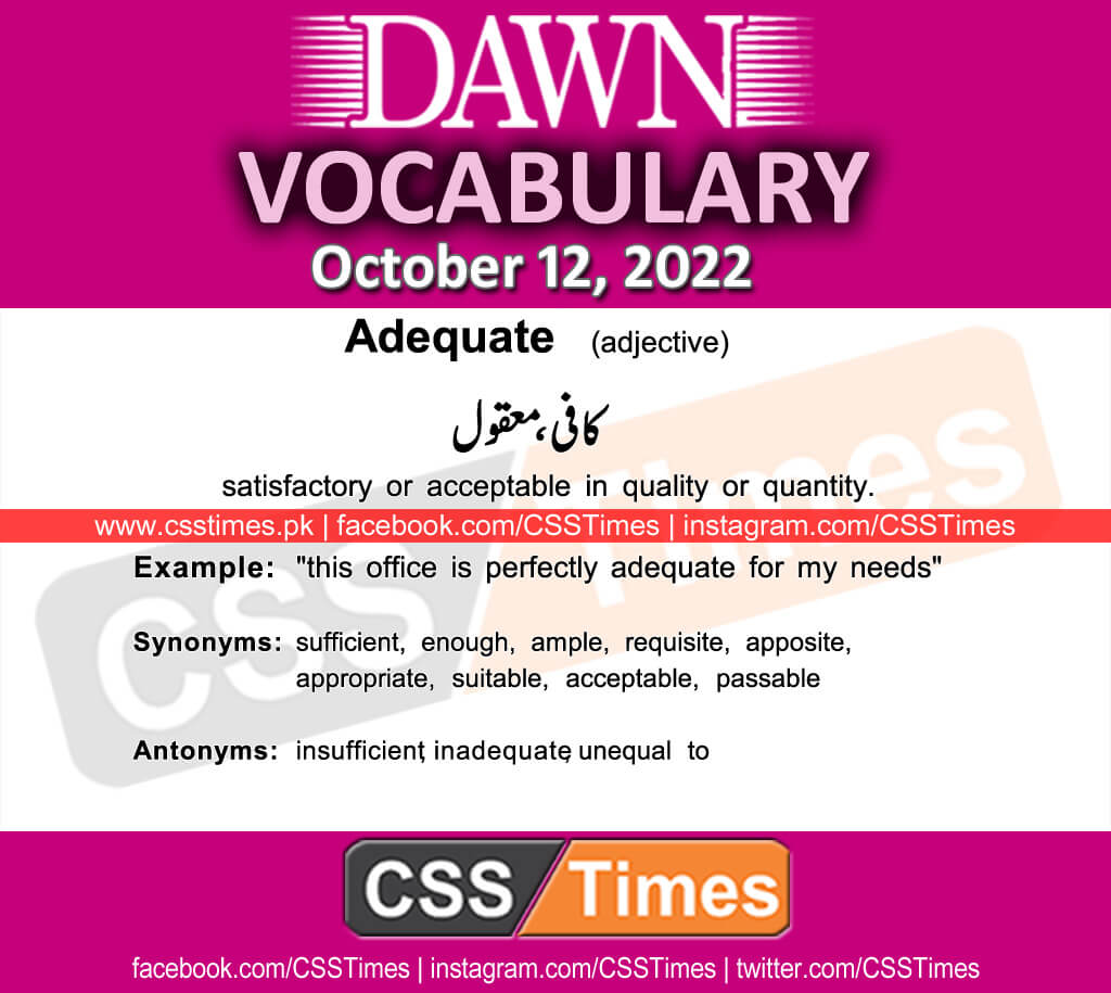 Daily DAWN News Vocabulary with Urdu Meaning (12 October 2022)
