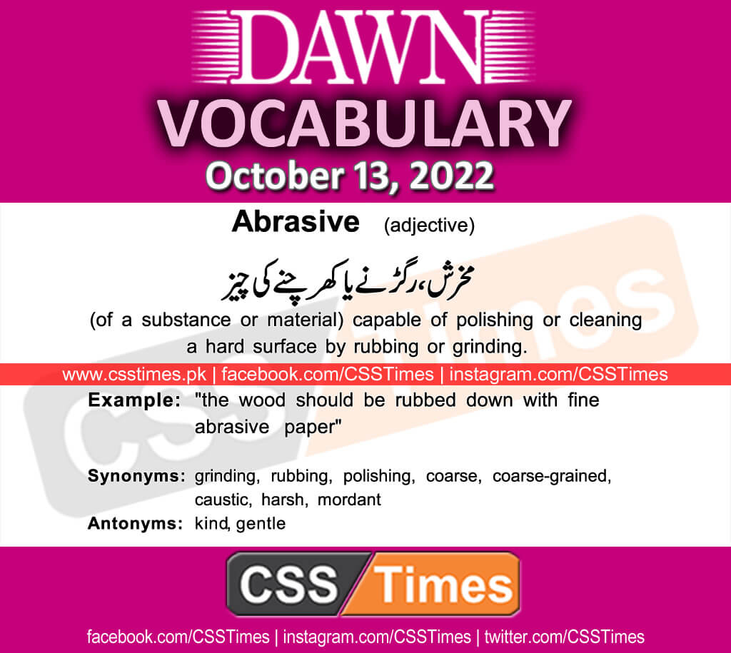 Daily DAWN News Vocabulary with Urdu Meaning (13 October 2022)