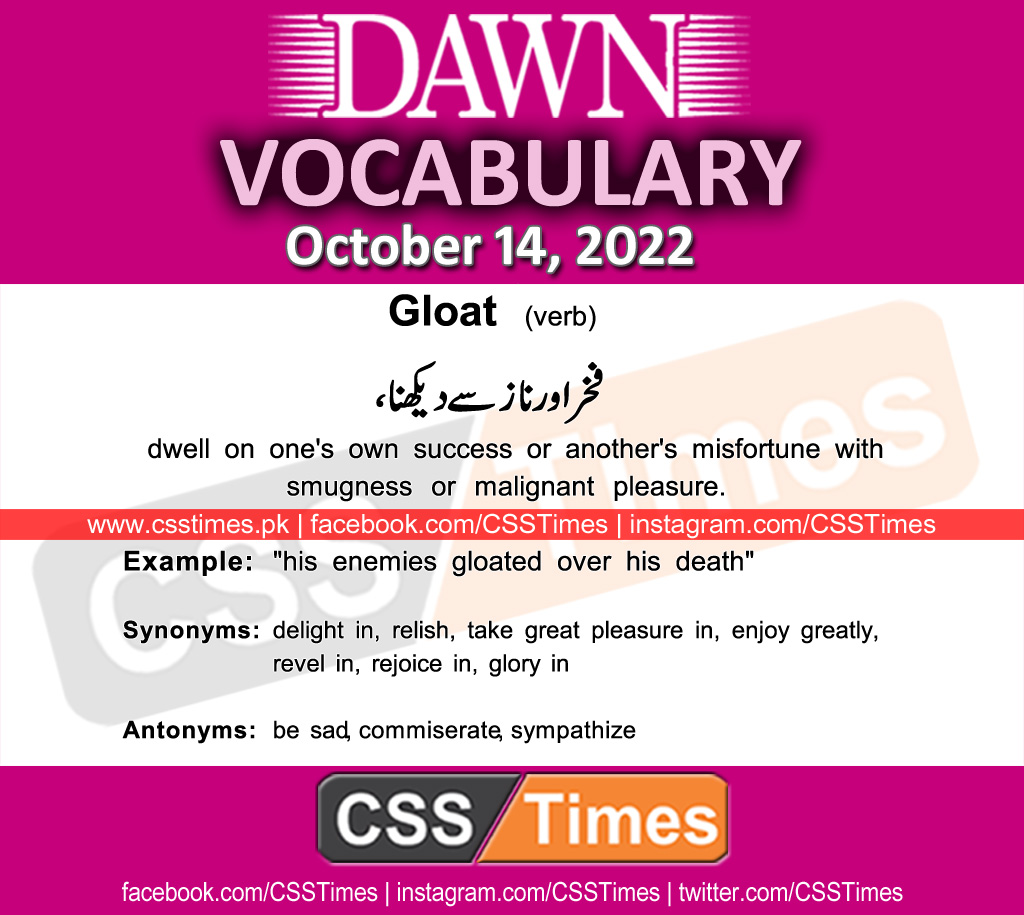 Daily DAWN News Vocabulary with Urdu Meaning (14 October 2022)