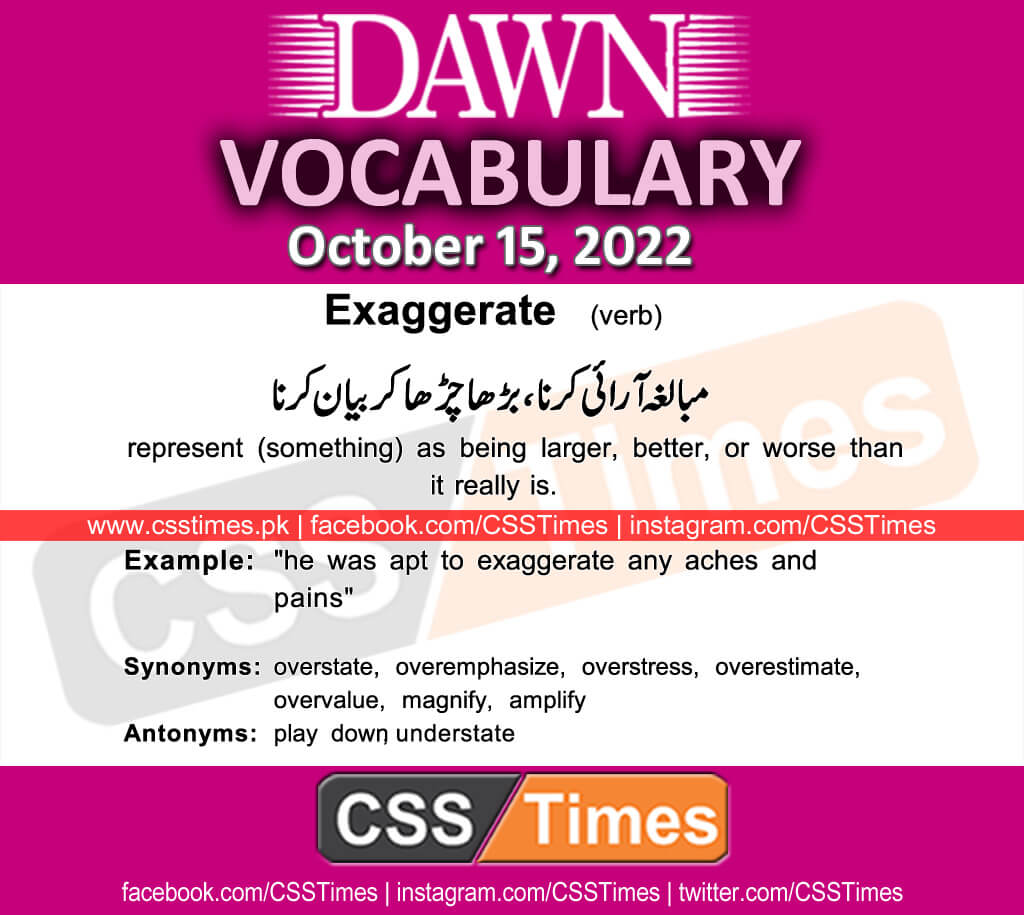 Daily DAWN News Vocabulary with Urdu Meaning (15 October 2022)