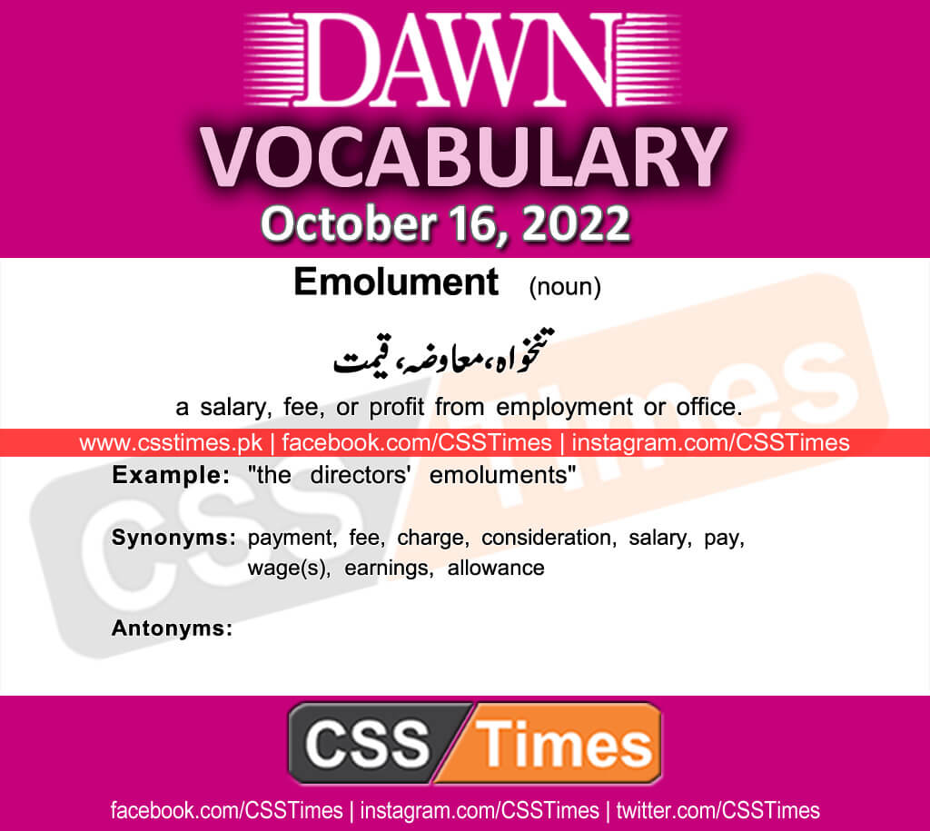 Daily DAWN News Vocabulary with Urdu Meaning (16 October 2022)