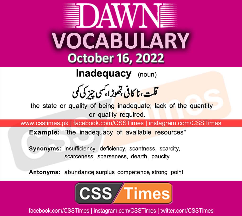 Daily DAWN News Vocabulary with Urdu Meaning (16 October 2022)