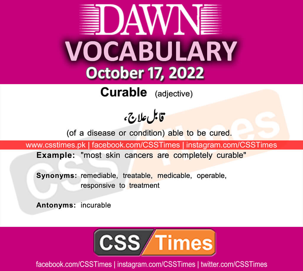 Daily DAWN News Vocabulary with Urdu Meaning (17 October 2022)