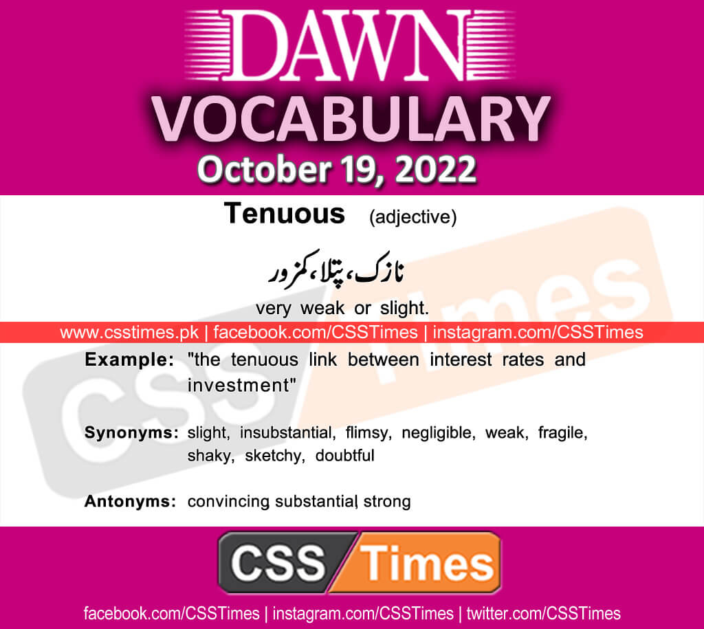 Daily DAWN News Vocabulary with Urdu Meaning (19 October 2022)