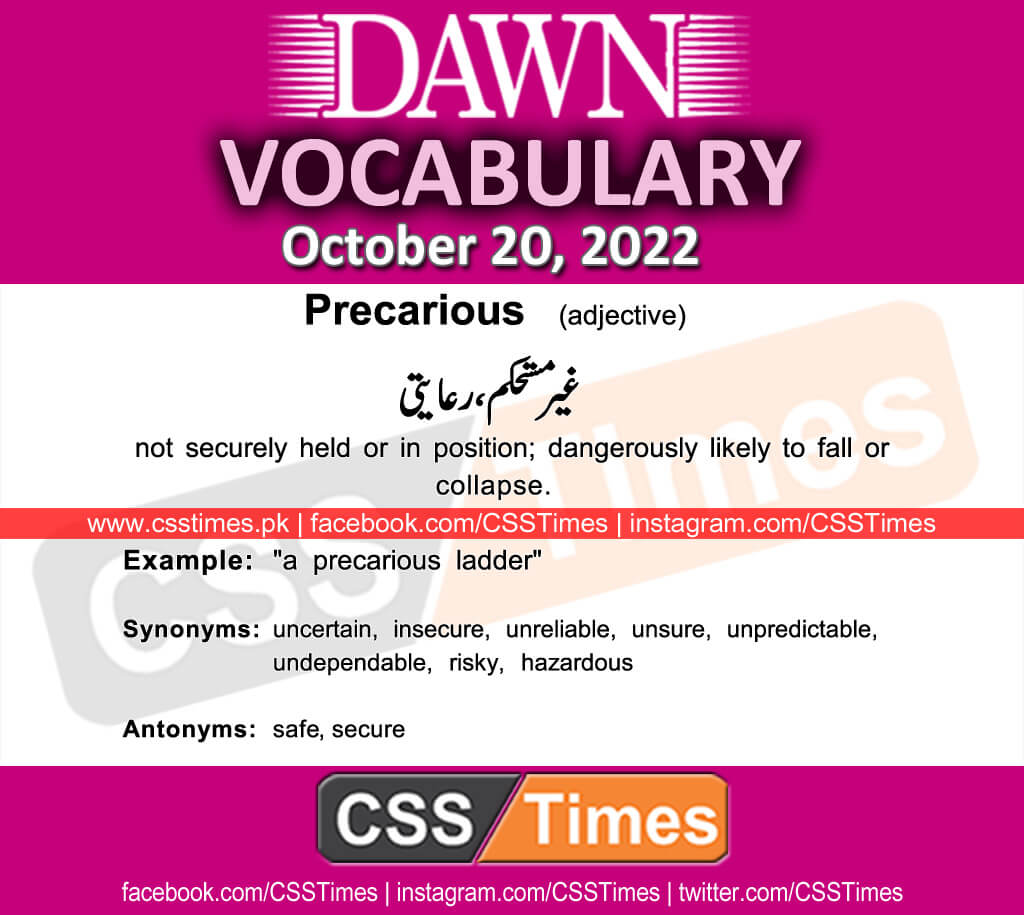 Daily DAWN News Vocabulary with Urdu Meaning (20 October 2022)