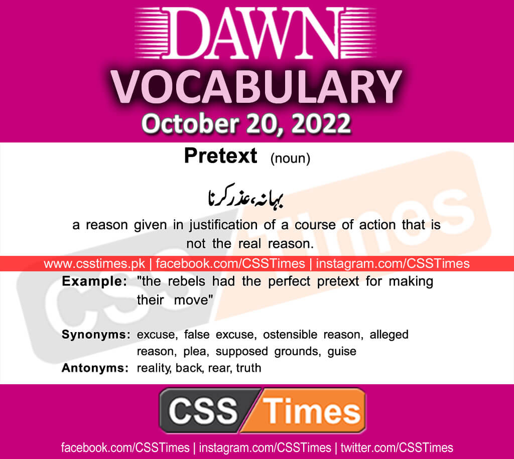 Daily DAWN News Vocabulary with Urdu Meaning (20 October 2022)