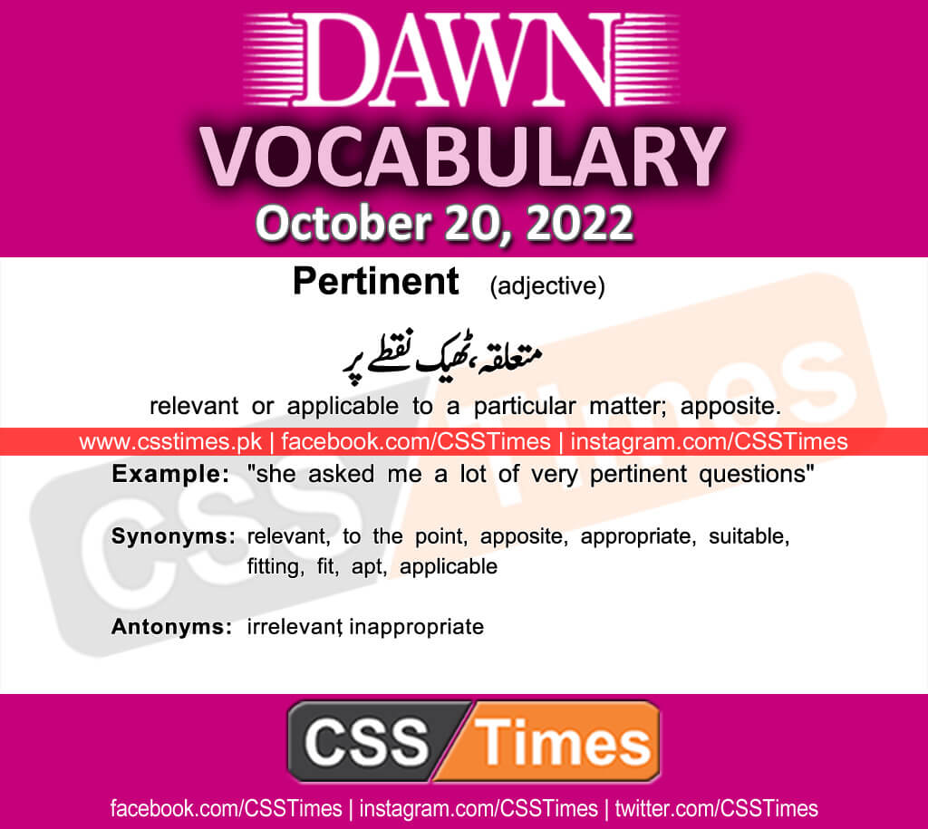 Daily DAWN News Vocabulary with Urdu Meaning (20 October 2022)