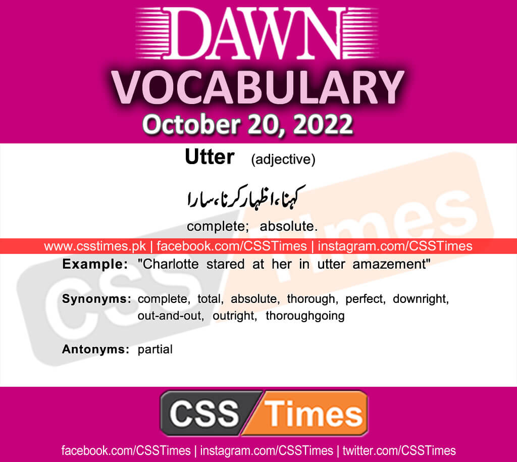 Daily DAWN News Vocabulary with Urdu Meaning (20 October 2022)