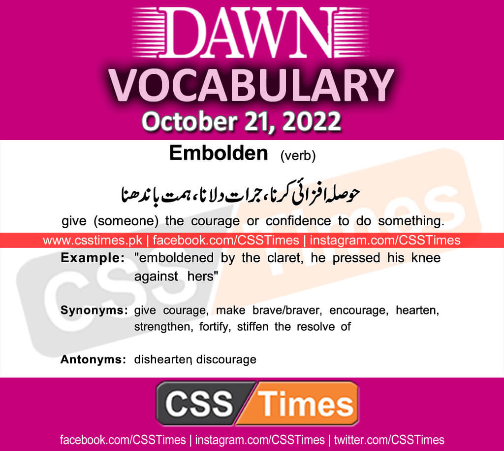 Daily DAWN News Vocabulary with Urdu Meaning (21 October 2022)