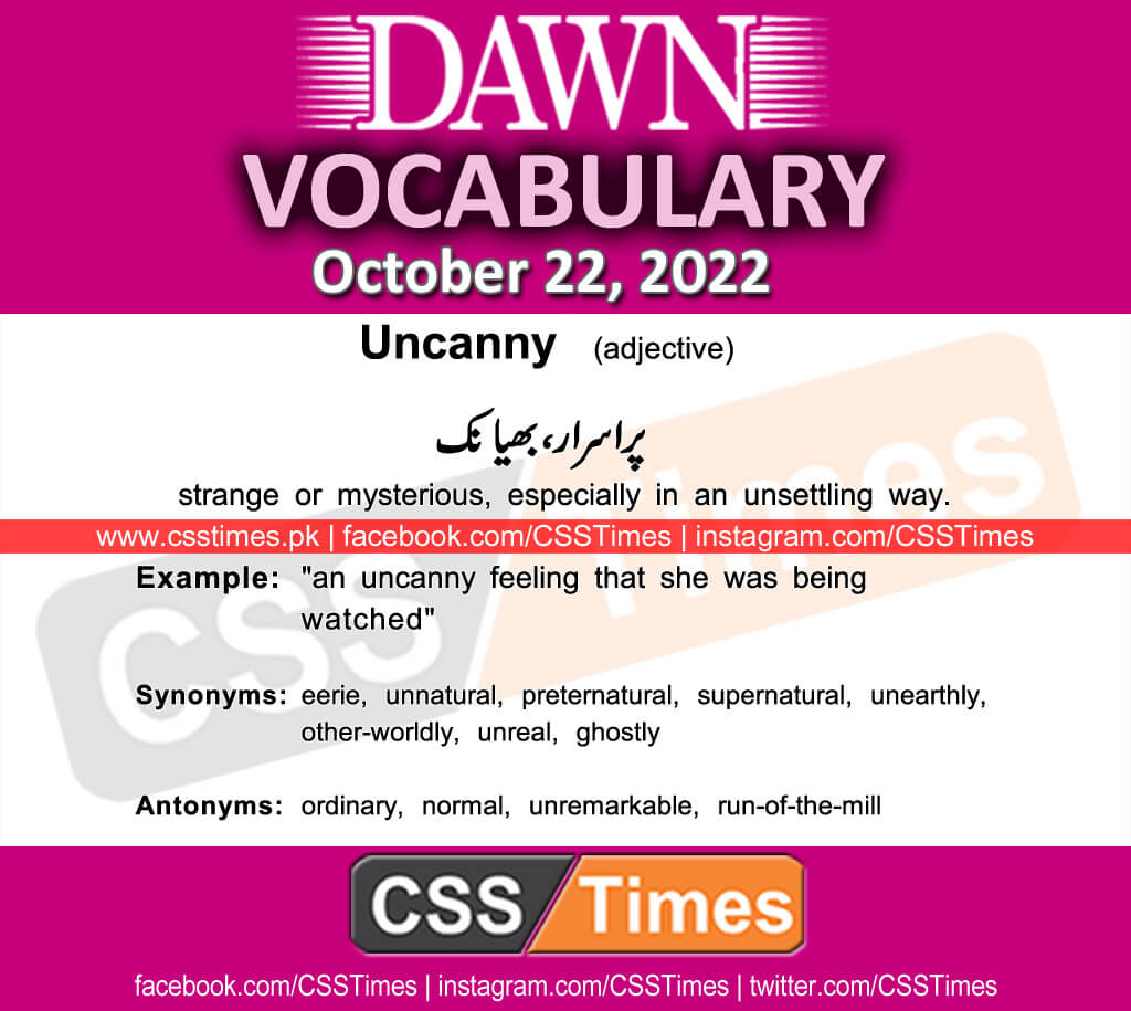 Daily DAWN News Vocabulary with Urdu Meaning (22 October 2022)