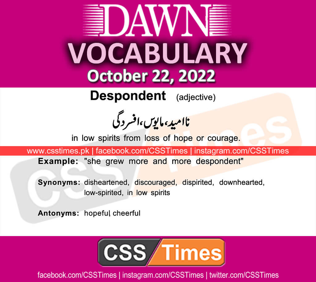 Daily DAWN News Vocabulary with Urdu Meaning (22 October 2022)