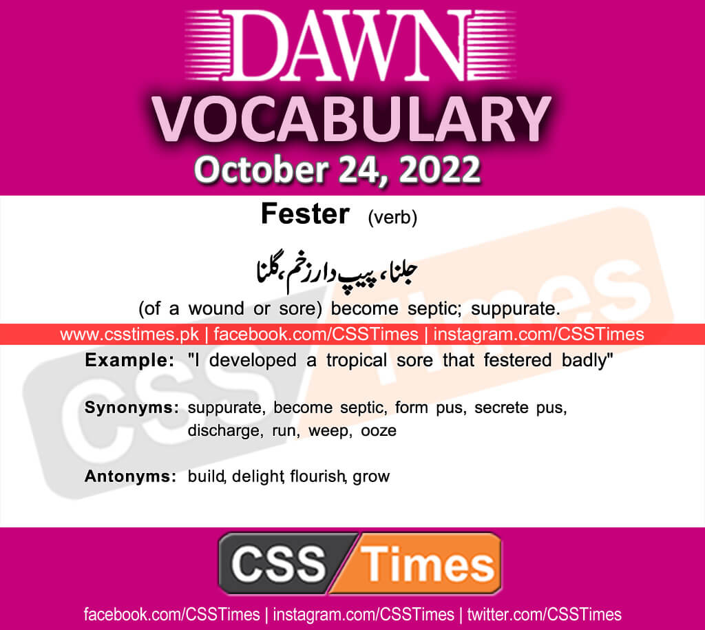 Daily DAWN News Vocabulary with Urdu Meaning (24 October 2022)