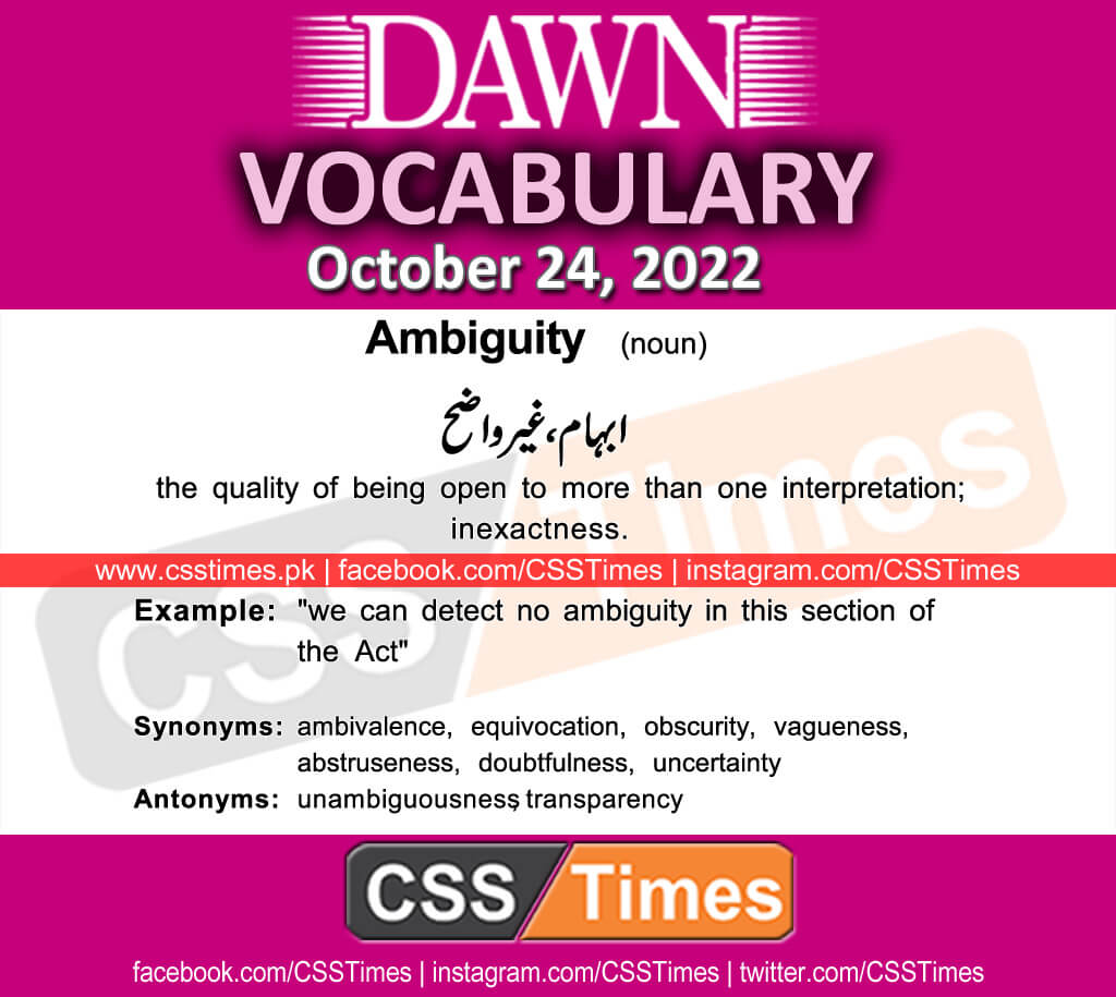 Dawn Vocabulary OCT 24 8
