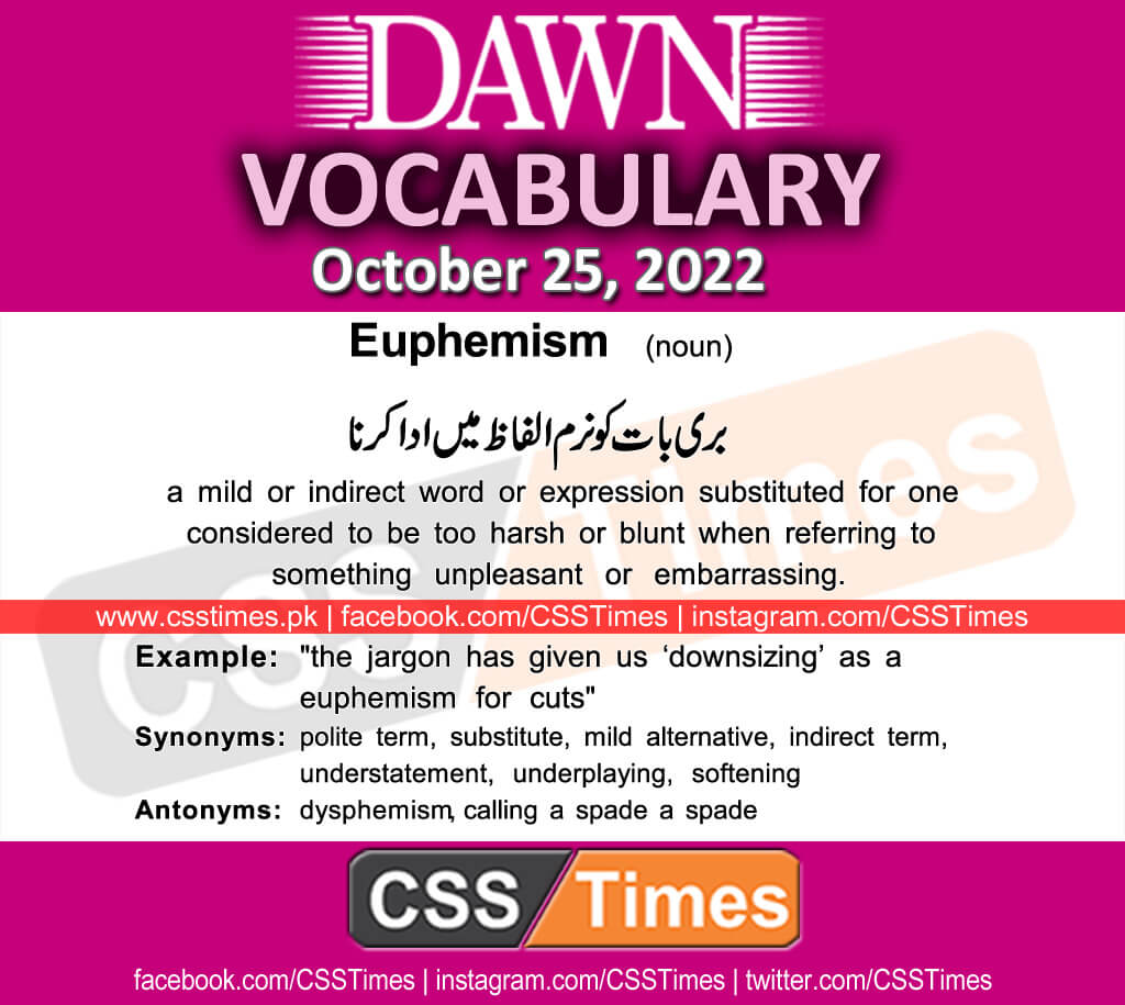 Daily DAWN News Vocabulary with Urdu Meaning (25 October 2022)