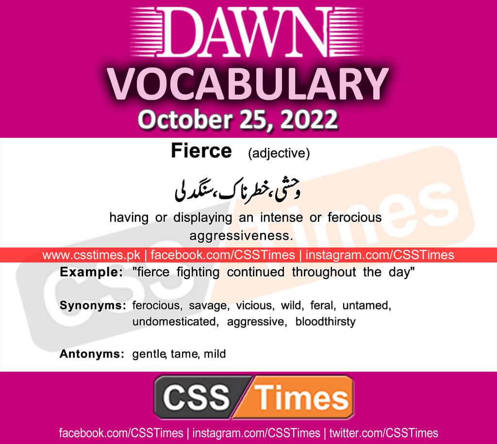 Daily DAWN News Vocabulary with Urdu Meaning (25 October 2022)