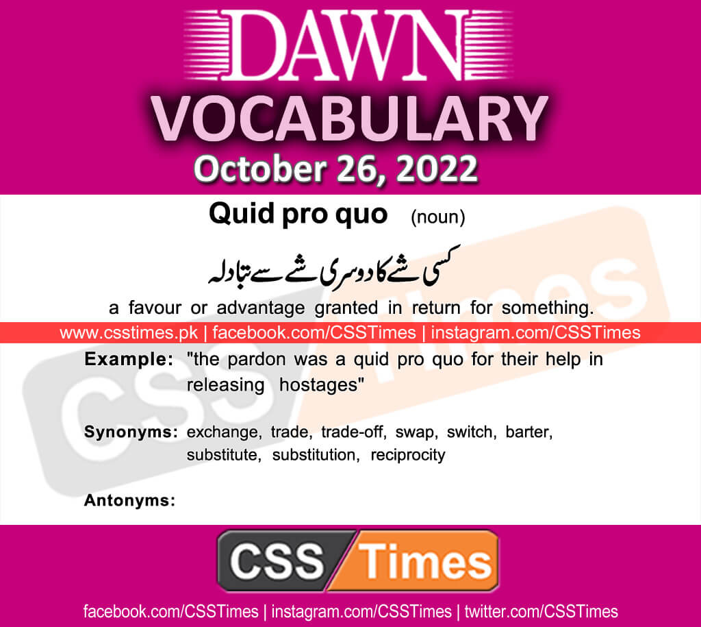 Daily DAWN News Vocabulary with Urdu Meaning (26 October 2022)