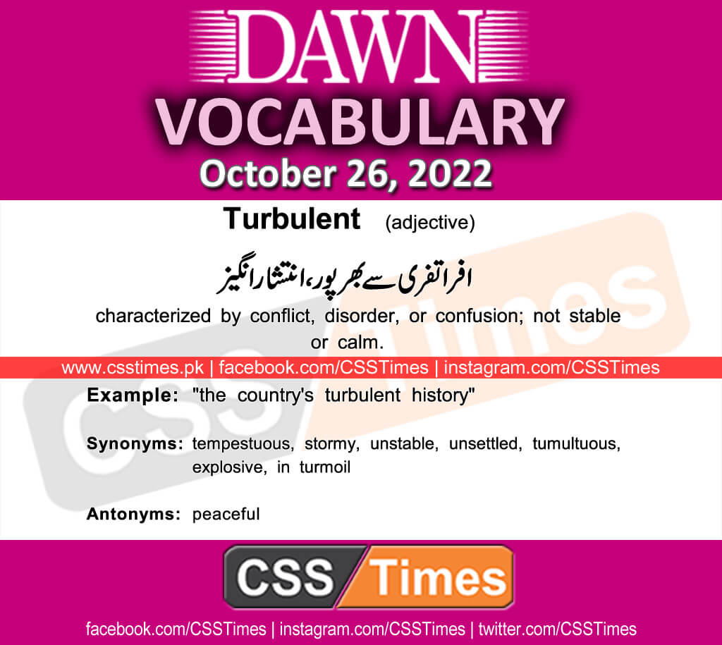 Daily DAWN News Vocabulary with Urdu Meaning (26 October 2022)