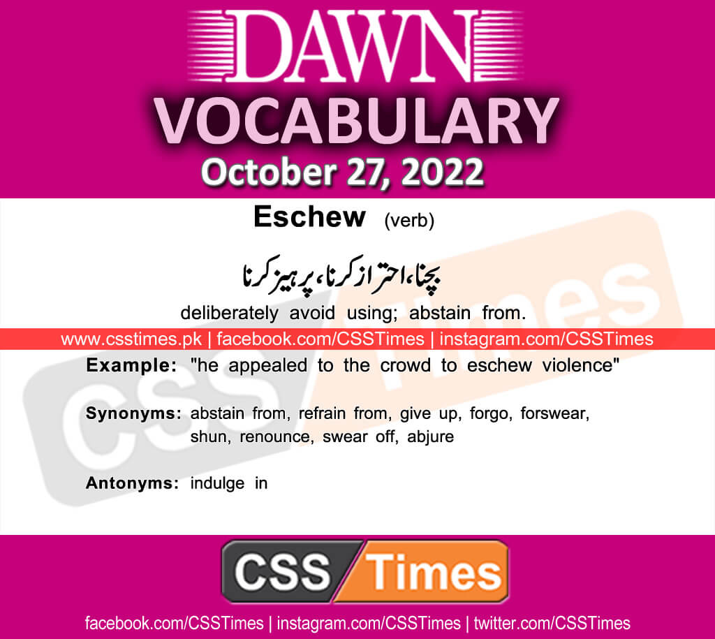 Daily DAWN News Vocabulary with Urdu Meaning (27 October 2022)