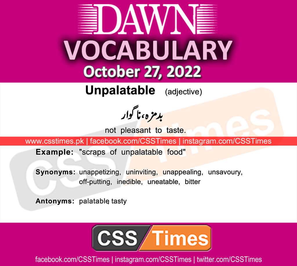 Daily DAWN News Vocabulary with Urdu Meaning (27 October 2022)