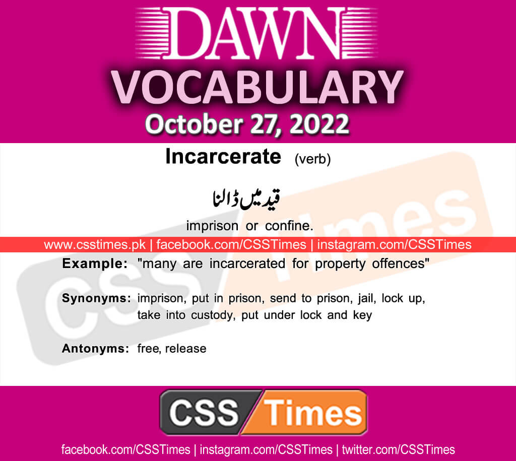 Daily DAWN News Vocabulary with Urdu Meaning (27 October 2022)