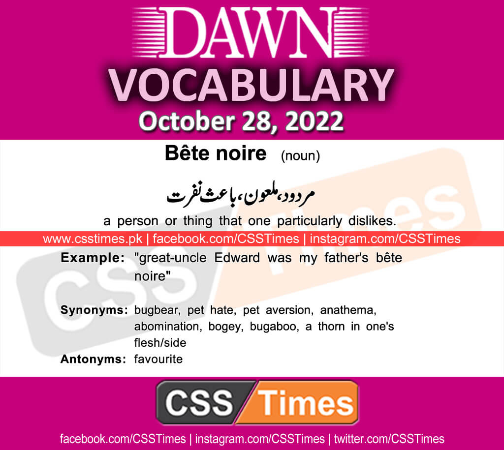 Daily DAWN News Vocabulary with Urdu Meaning (28 October 2022)