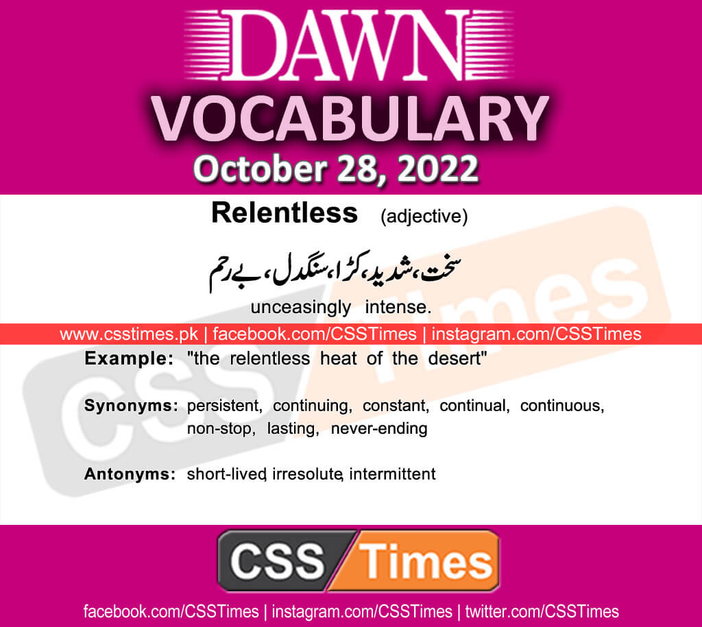 Daily DAWN News Vocabulary with Urdu Meaning (28 October 2022)