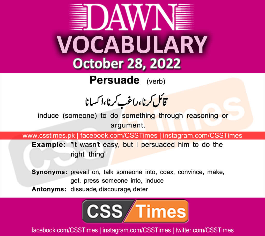 Daily DAWN News Vocabulary with Urdu Meaning (28 October 2022)