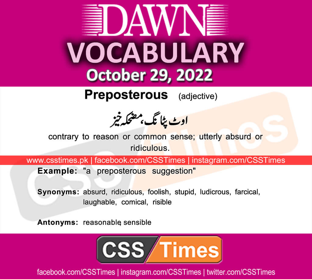 Daily DAWN News Vocabulary with Urdu Meaning (29 October 2022)