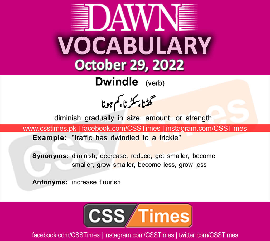 Daily DAWN News Vocabulary with Urdu Meaning (29 October 2022)