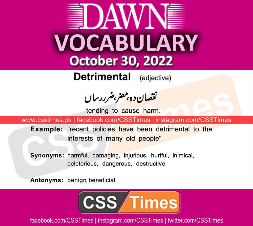 Daily DAWN News Vocabulary with Urdu Meaning (30 October 2022)