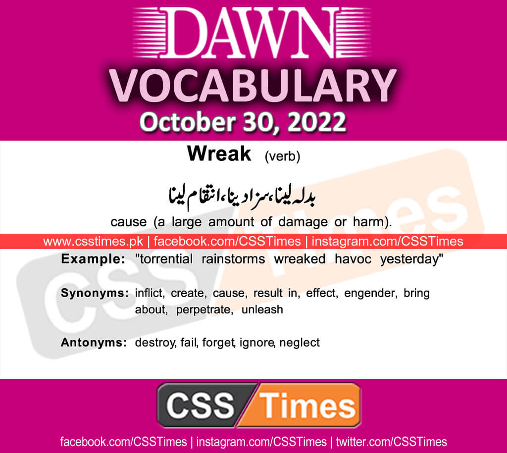 Daily DAWN News Vocabulary with Urdu Meaning (30 October 2022)