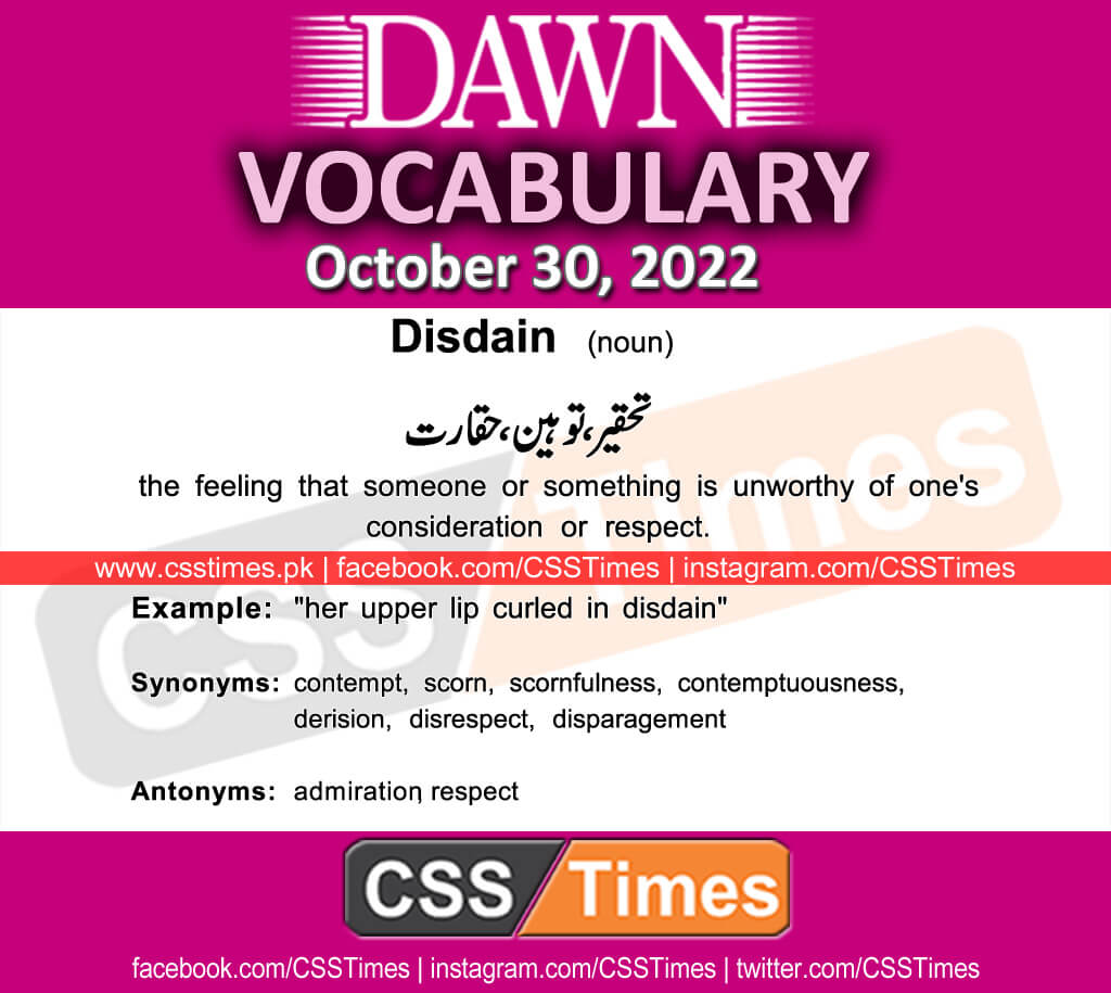 Daily DAWN News Vocabulary with Urdu Meaning (30 October 2022)