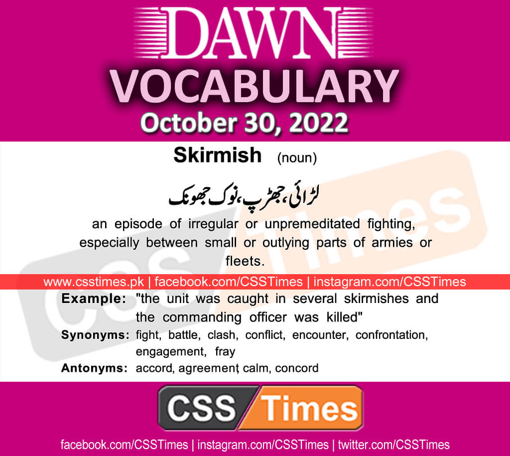 Daily DAWN News Vocabulary with Urdu Meaning (30 October 2022)