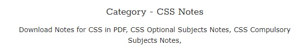 CSS Syllabus PDF | CSS Notes