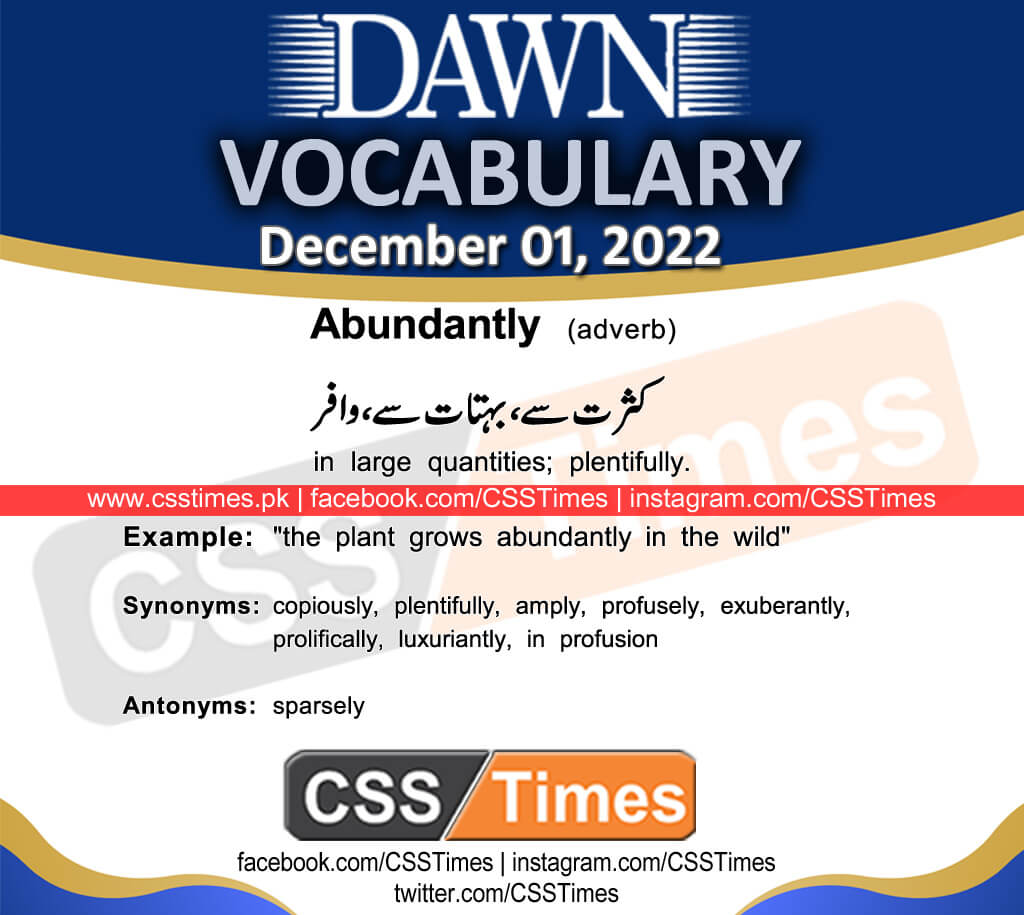 Daily DAWN News Vocabulary with Urdu Meaning (01 December 2022)