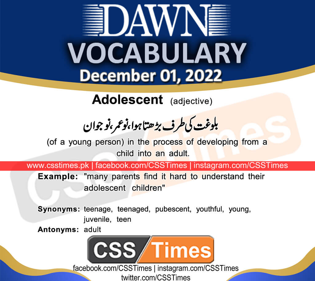 Daily DAWN News Vocabulary with Urdu Meaning (01 December 2022)