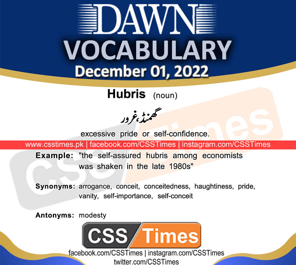 Daily DAWN News Vocabulary with Urdu Meaning (01 December 2022)