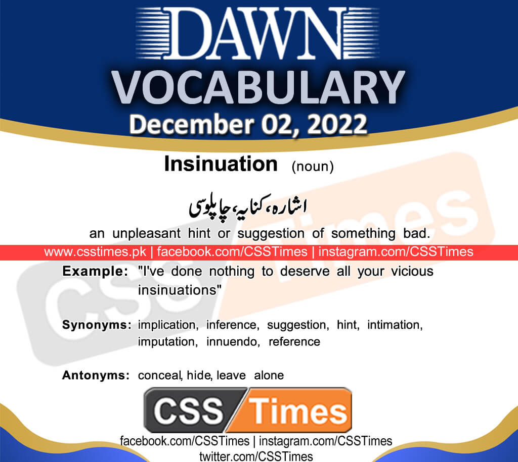 Daily DAWN News Vocabulary with Urdu Meaning (02 December 2022)