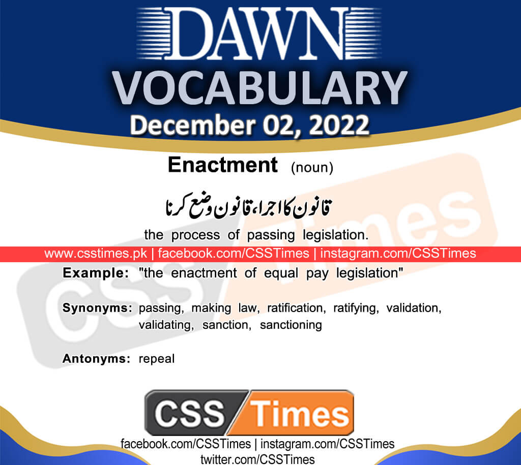 Daily DAWN News Vocabulary with Urdu Meaning (02 December 2022)