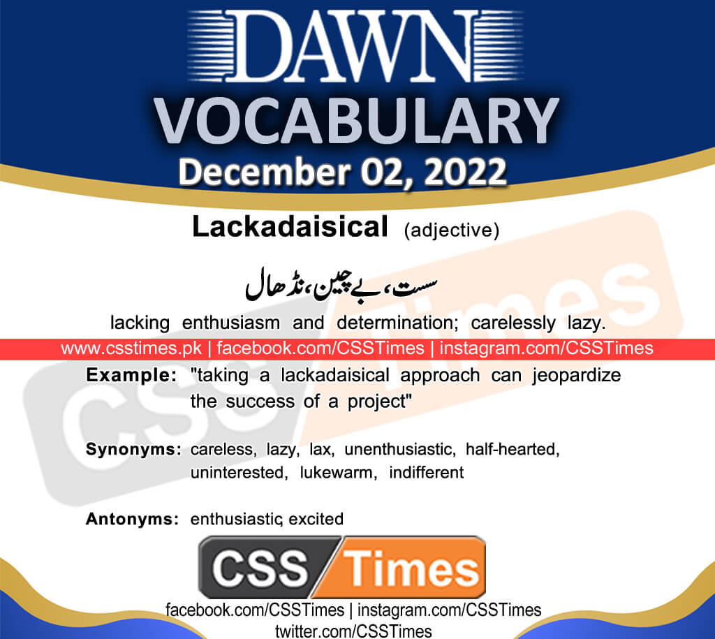 Daily DAWN News Vocabulary with Urdu Meaning (02 December 2022)