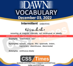 Daily DAWN News Vocabulary with Urdu Meaning (03 December 2022)