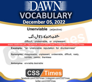 Daily DAWN News Vocabulary with Urdu Meaning (05 December 2022)