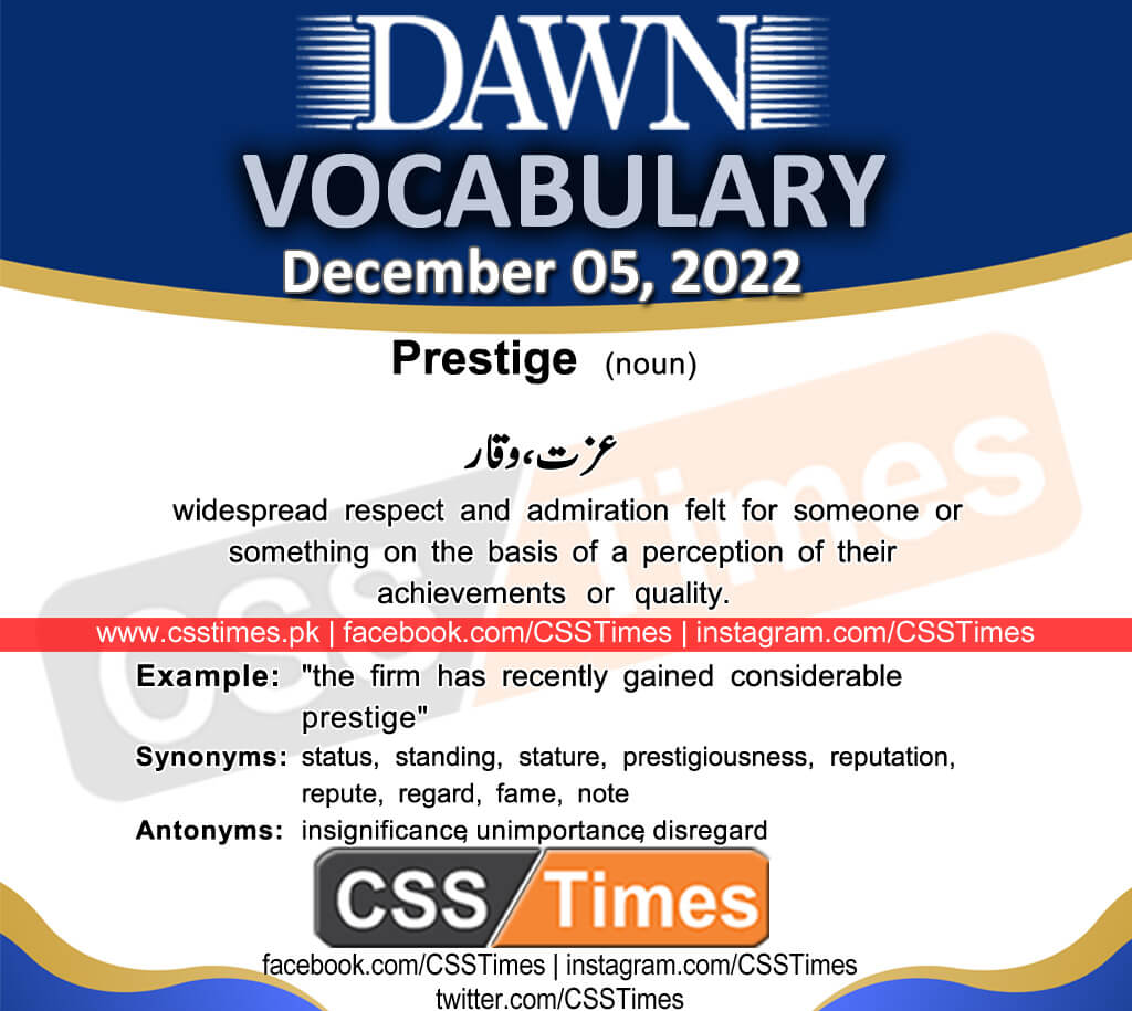 Daily DAWN News Vocabulary with Urdu Meaning (05 December 2022)