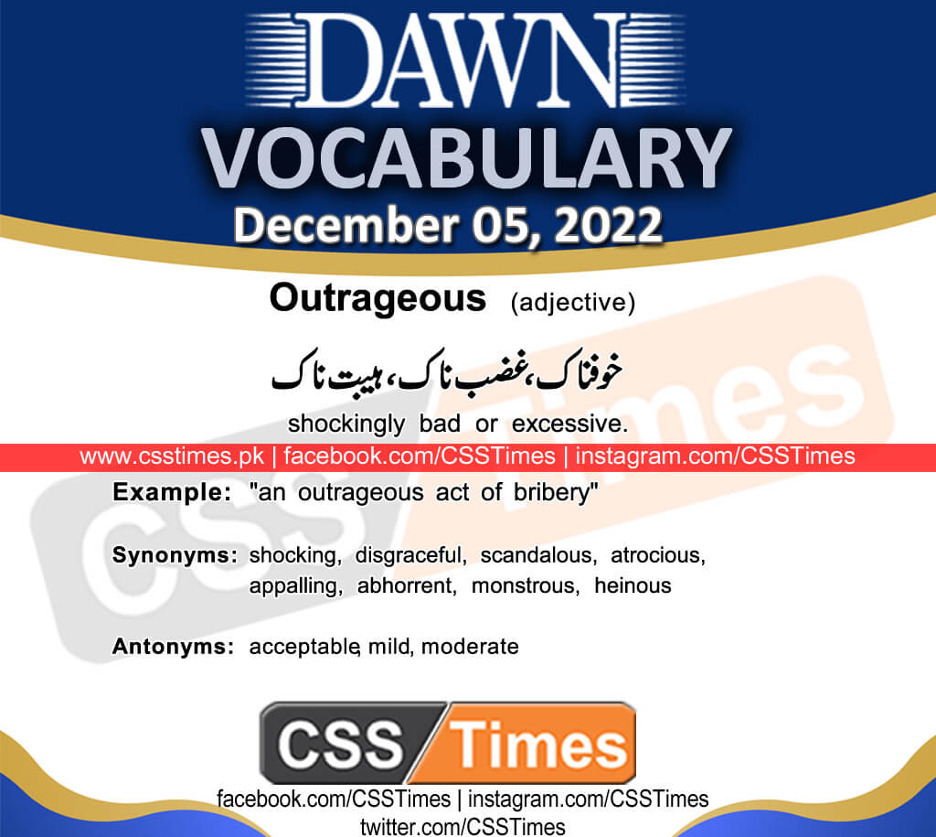 Daily DAWN News Vocabulary with Urdu Meaning (05 December 2022)