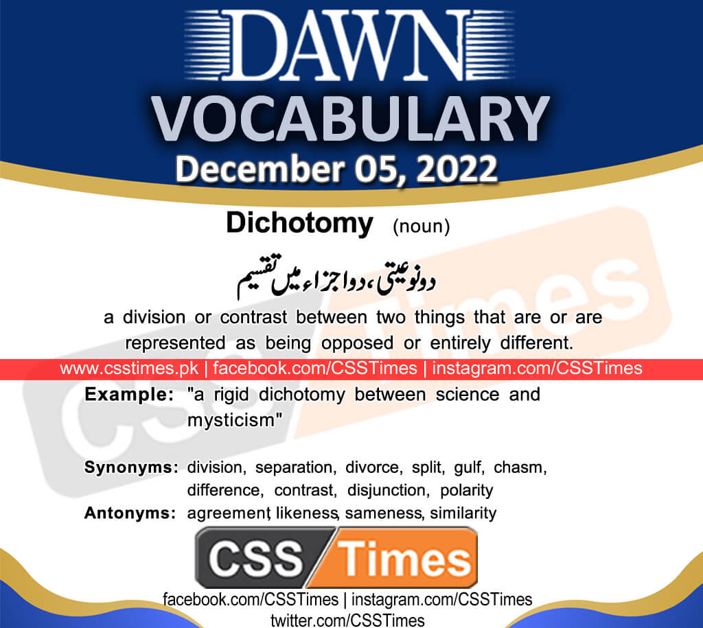 Daily DAWN News Vocabulary with Urdu Meaning (05 December 2022)