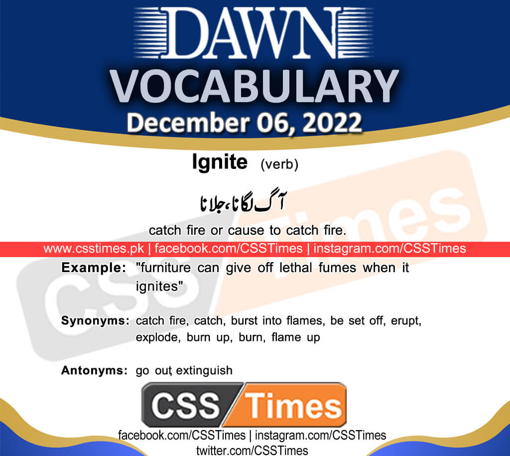 Daily DAWN News Vocabulary with Urdu Meaning (06 December 2022)