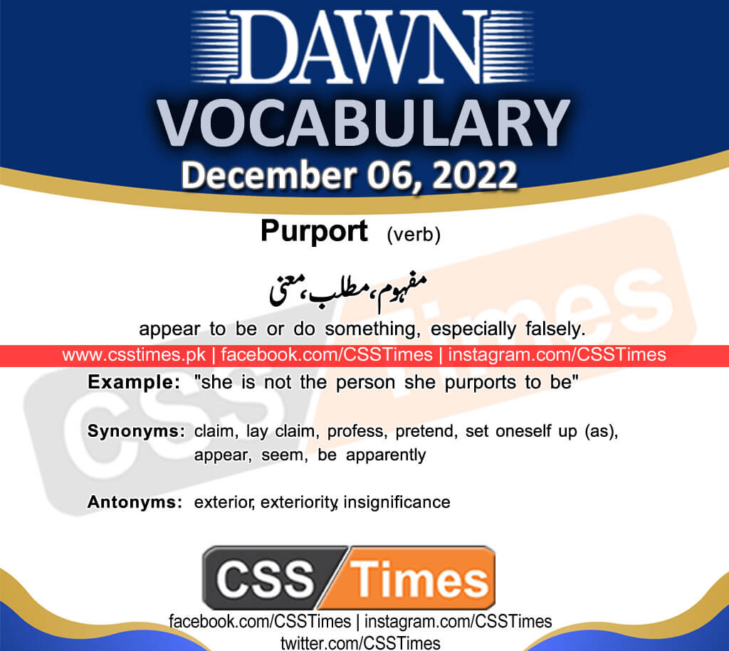 Daily DAWN News Vocabulary with Urdu Meaning (06 December 2022)